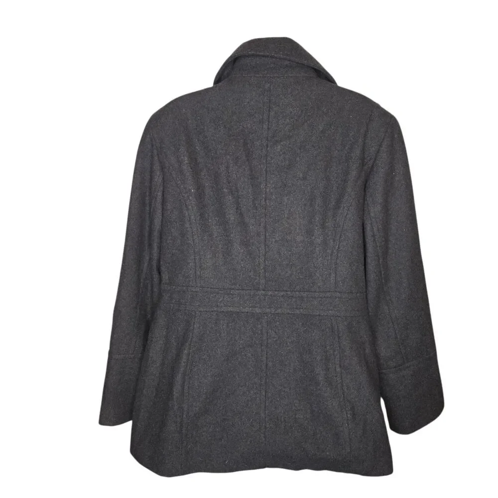 MICHAEL Michael Kors Women's Wool Blend Double-Breasted Peacoat Charcoal Gray XL